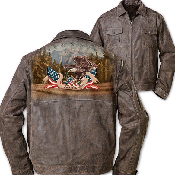 The Bradford Exchange Other - Bradford exchange land of the free distressed brown leather jacket